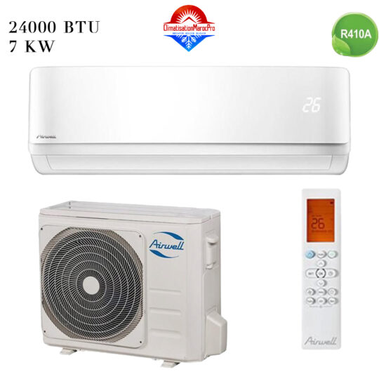 Climatiseur Airwell 24000 Btu R410 – Performances élevées, écologiques et silencieuses. Livraison gratuite et installation en option.