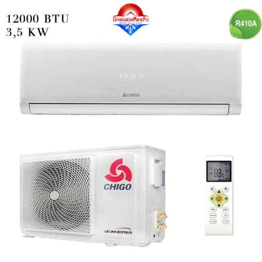 Climatiseur CHIGO 12000 BTU Inverter – Refroidissement intelligent et écoénergétique pour espaces moyens au Maroc.