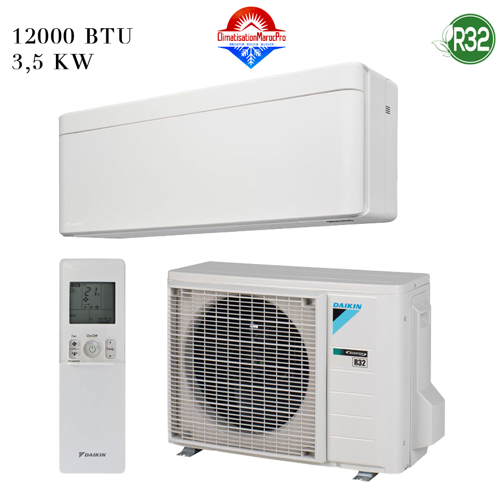 Climatiseur DAIKIN 12000 Btu Inverter, performant et écoénergétique, disponible au Maroc avec livraison gratuite et installation en option.