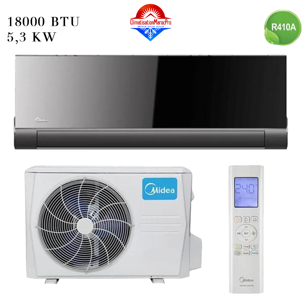 Climatiseur Split Mural Midea 18000 Btu Noir Miroir Maroc Climatiseur Split Mural Midea 18000 Btu Noir Miroir Maroc