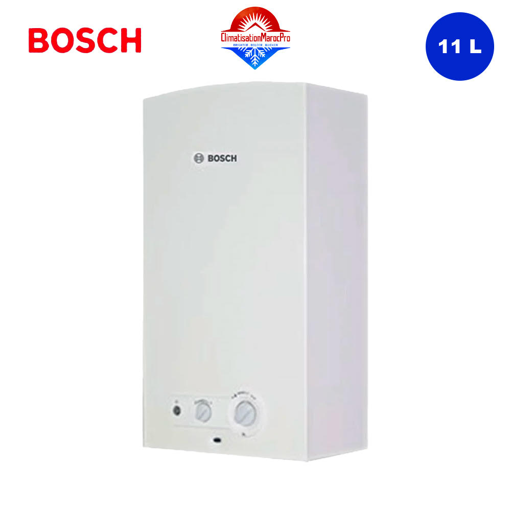 Chauffe-eau à Gaz Bosch 11 L – Production d'eau chaude instantanée et fiable pour les foyers de taille moyenne.