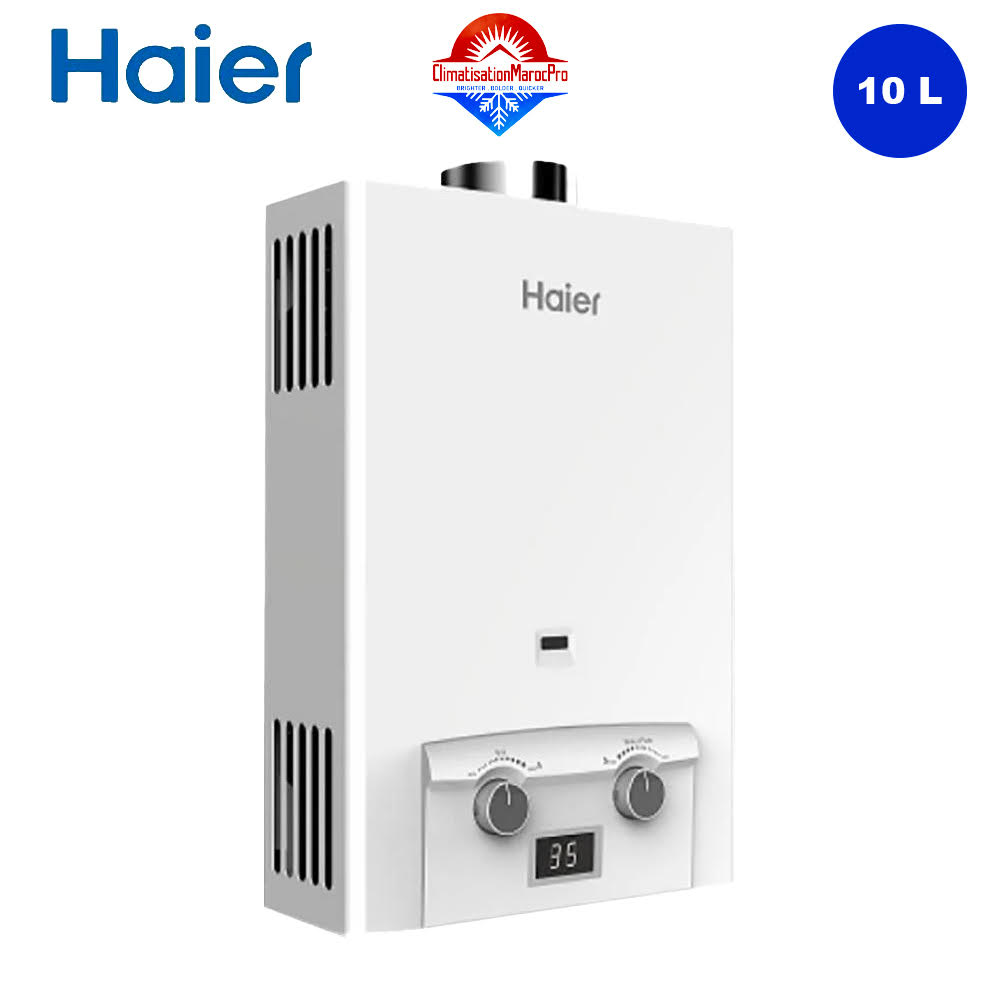 Chauffe-eau à Gaz Haier 10 L – Solution économique et sécurisée pour une eau chaude instantanée.
