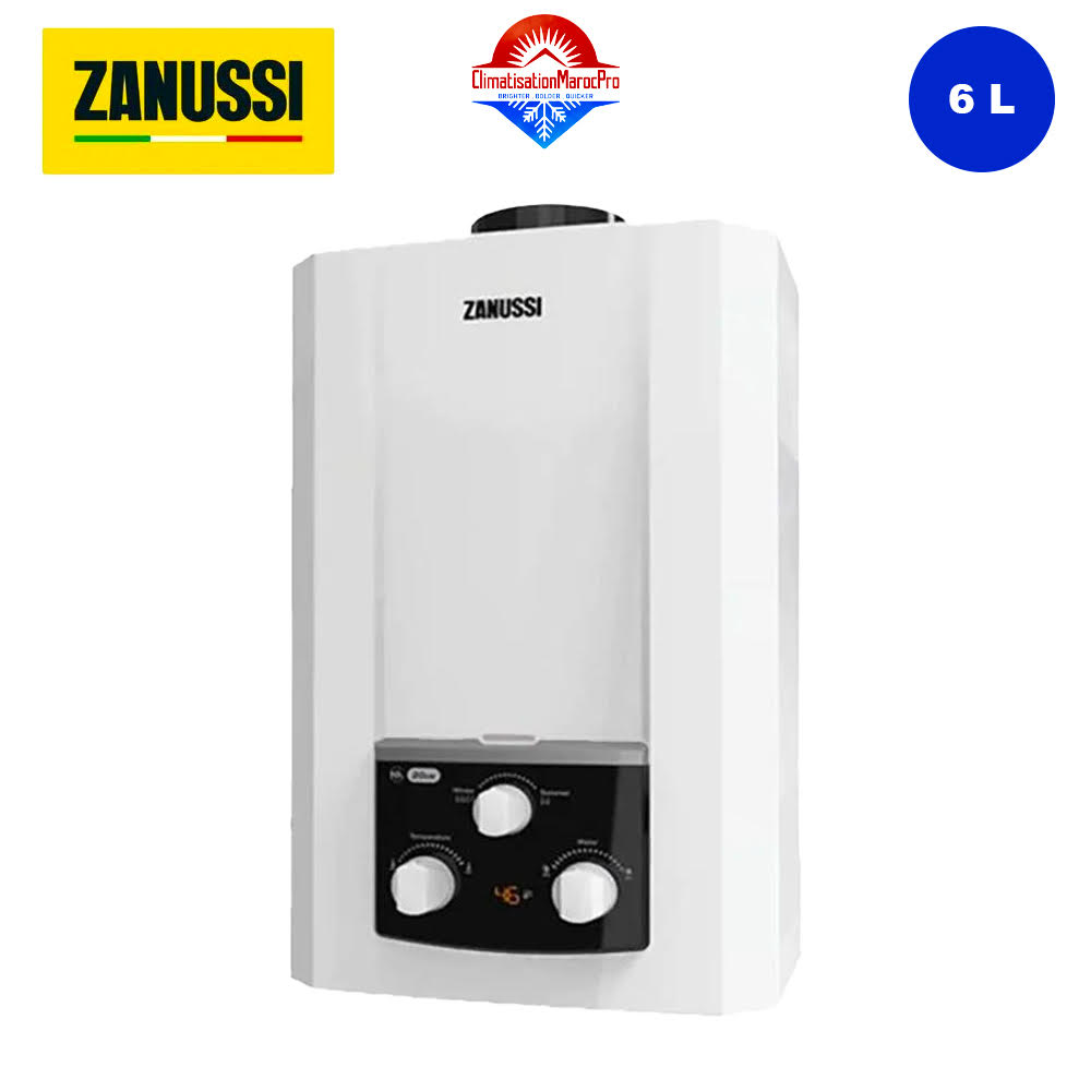 Chauffe-eau à Gaz Zanussi 6 L – Compact, économique et sécurisé pour une eau chaude instantanée.