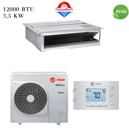 Climatiseur TRANE Gainable 12000 BTU Inverter 3.5 kW – climatisation écoénergétique et silencieuse, installation professionnelle au Maroc