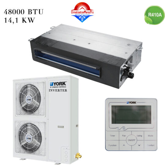 Climatiseur Gainable York 48000 BTU Inverter 14.1 kW – Climatisation puissante et économique pour grands espaces.